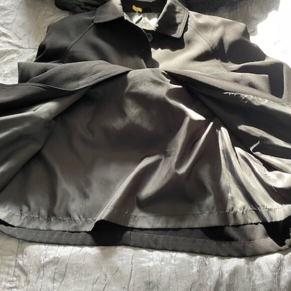 Sequence VTG Black Lined Button Up Trench Coat S 12 V.I.petite with removal hood - Picture 10 of 10